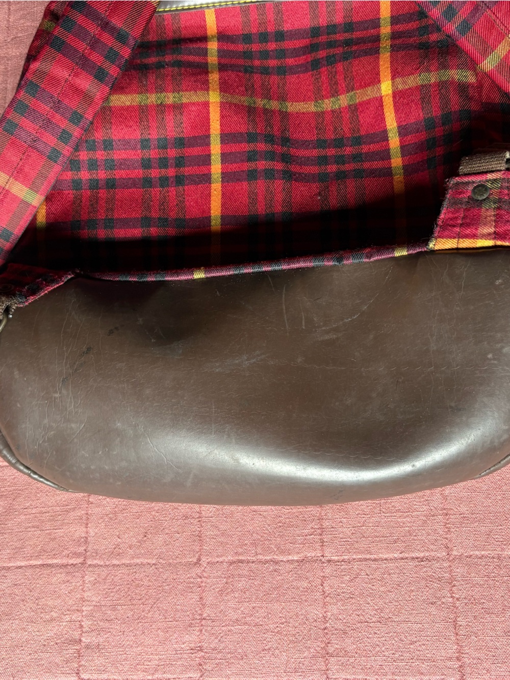 Vtg 90s Dr Martens Red Plaid Backpack- Red Yellow Brown Black- Grunge - Picture 5 of 14